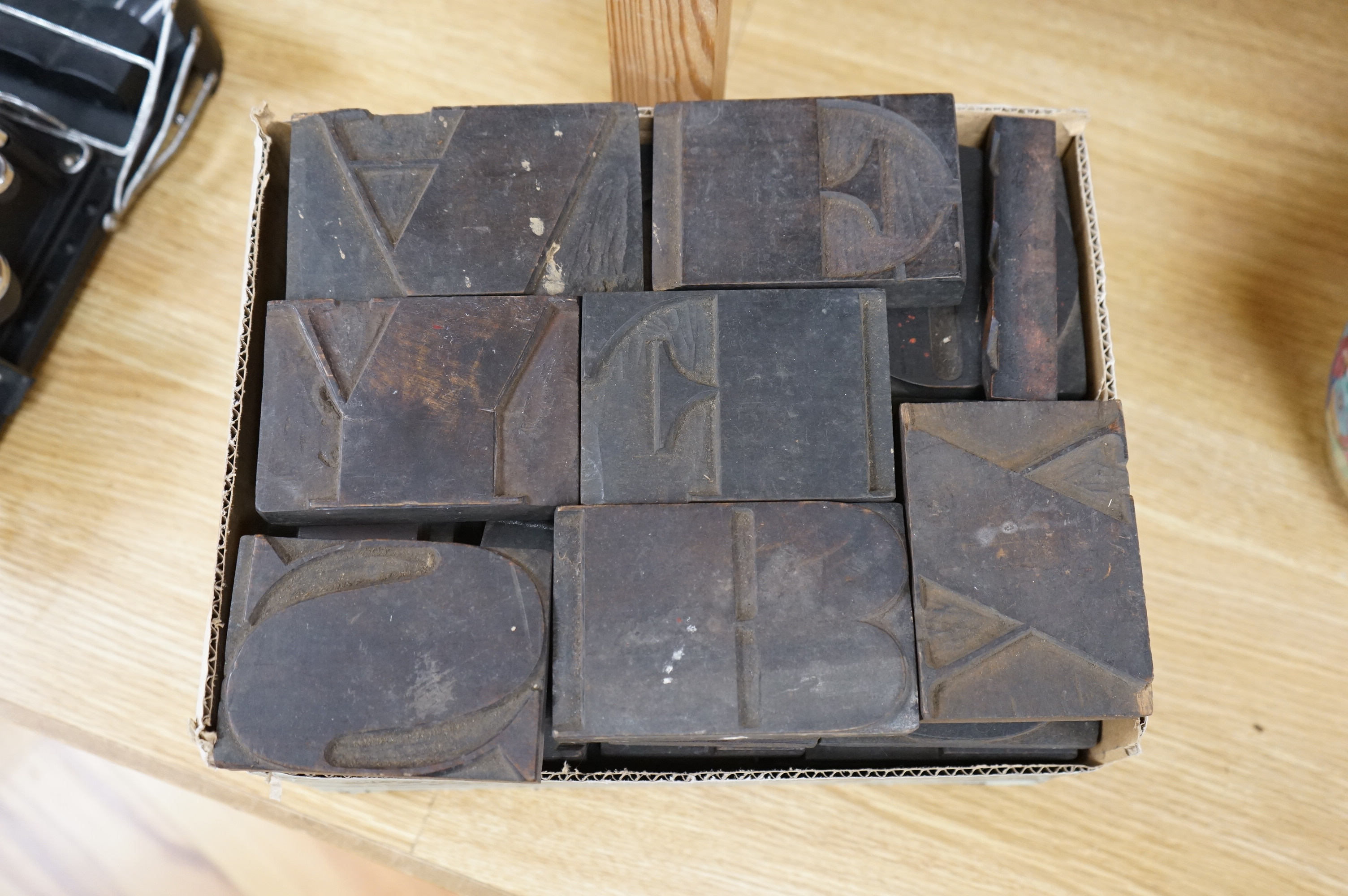 A quantity of wood printing blocks